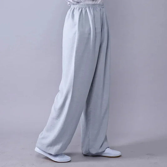 Lyou 2025 Adult Unisex Kung Fu Clothing Wushu Tai Chi Pants Linen Plus Size Elastic Martial Art ★ ★