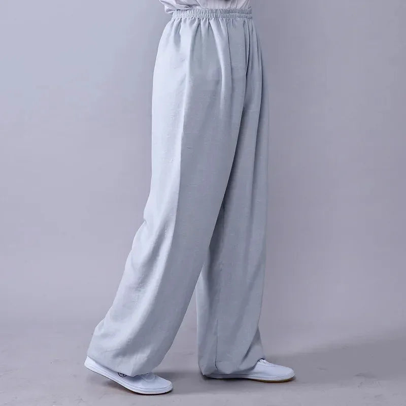 Lyou 2025 Adult Unisex Kung Fu Clothing Wushu Tai Chi Pants Linen Plus Size Elastic Martial Art ★ ★