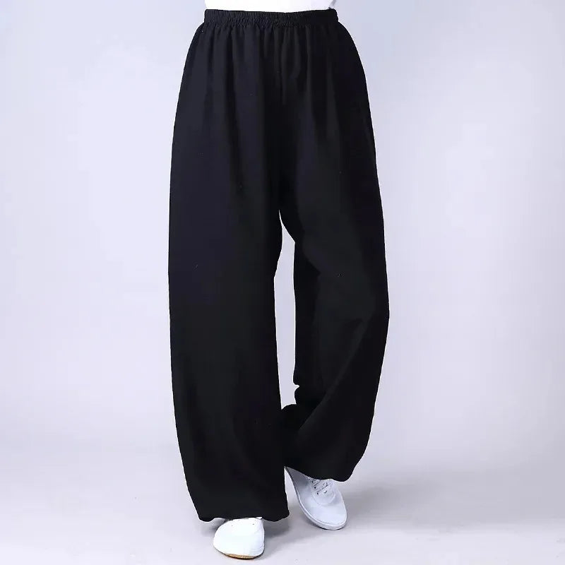 Lyou 2025 Adult Unisex Kung Fu Clothing Wushu Tai Chi Pants Linen Plus Size Elastic Martial Art ★ ★